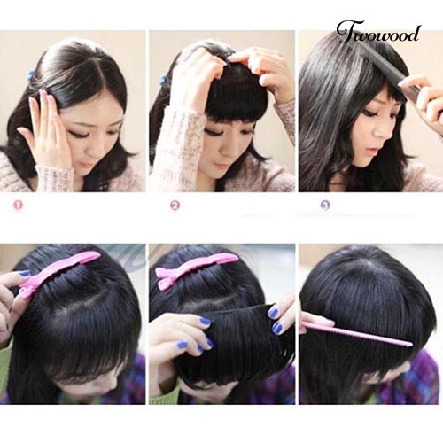 Twowood Gadis Cantik Klip On Bang Wig Fashion Imitasi Lurus Pinggiran Rambut Ekstensi Dekorasi