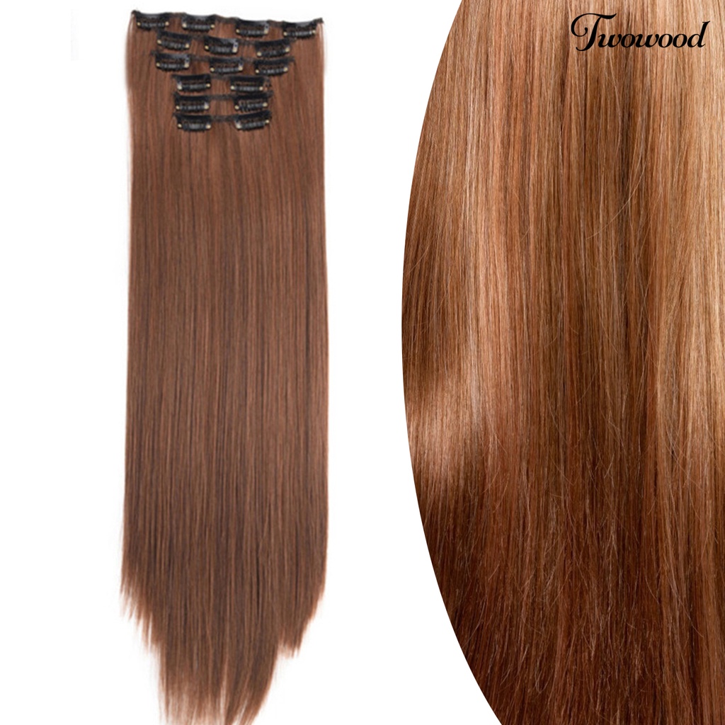 Twowood Wig Clip Tahan Panas Permukaan Halus Ultra Panjang Klip Serat Suhu Tinggi Wig Lurus Untuk Perempuan