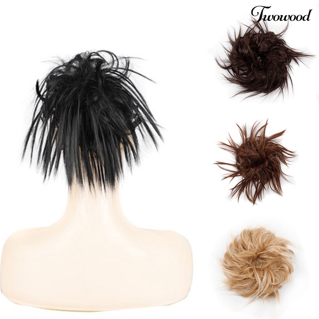 Twowood Updo Wig Efek Berantakan Menebal Rambut Serat Suhu Tinggi Chignon Messy Scrunchie Elastis Hair Bun Untuk Pesta