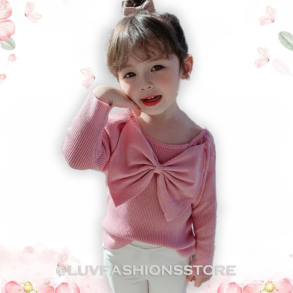 IL - ATASAN RIB ANAK PEREMPUAN RIBBON / ATASAN TOP BIGBOW LENGAN PANJANG MODEL PITA