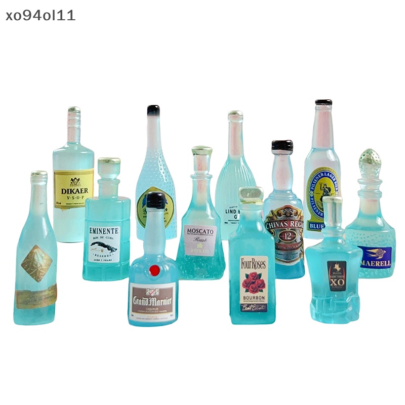 Xo 3Pcs Luminous Blue Wine Bottle Botol Bir Ornamen Dekorasi Lanskap Mikro Rumah Boneka Miniatur Mainan OL