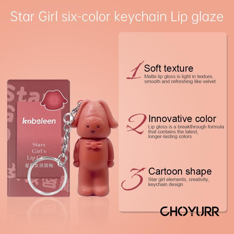 【COD】KOBELEEN Lip Glaze Key Chain Star Girl Lip Gloss Gantungan Kunci -CH