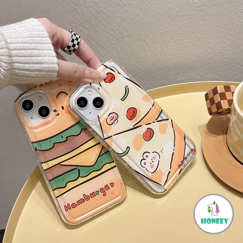 Enak Burger Pizza Airbag Case Untuk iPhone 14 Pro 13 12/12 Pro XR Xs7 8plus iPhone 11promax Shockproof Back Cover