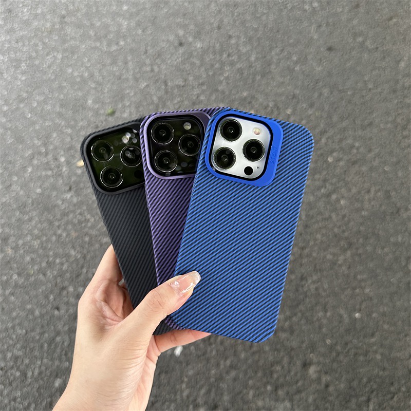 New Advanced Carbon Fiber Phone Case for iPhone 14 13 12 Pro Max Ultra Thin with Stand Lens Film Anti Drop iPhone 14 Promax Case