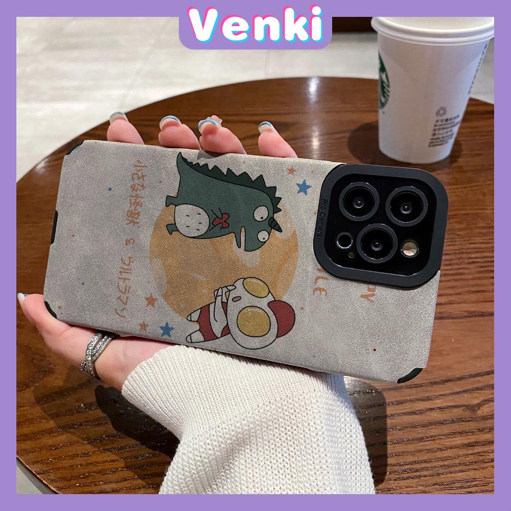 VENKI - Untuk iPhone 11 Case Leather Pupil Suede Case Soft Shockproof Case Camera Simple Cute Monster Superman Kompatibel iPhone 14 13 Pro max 12 Pro max xr xs 7Plus 8Plus