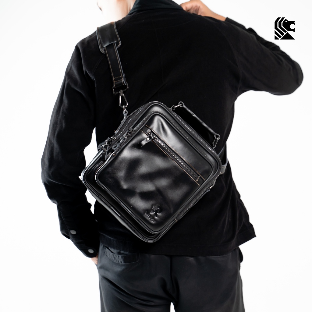 Tas Selempang Bahu Slingbag Pria Kulit Sapi Asli Bonature Bag Model Terbaru Kekinian REVEN LEATHER