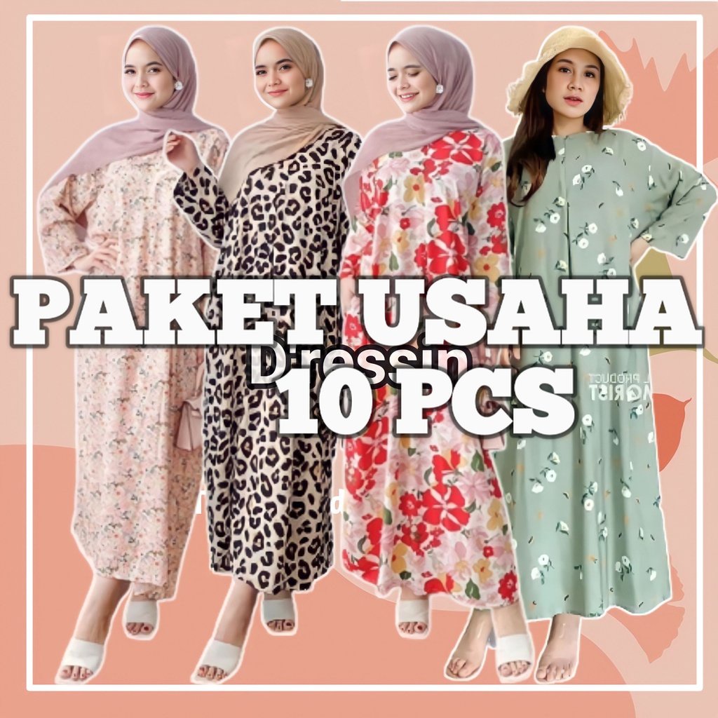 10 PCS PAKET USAHA GROSIR GAMIS LENGAN PANJANG