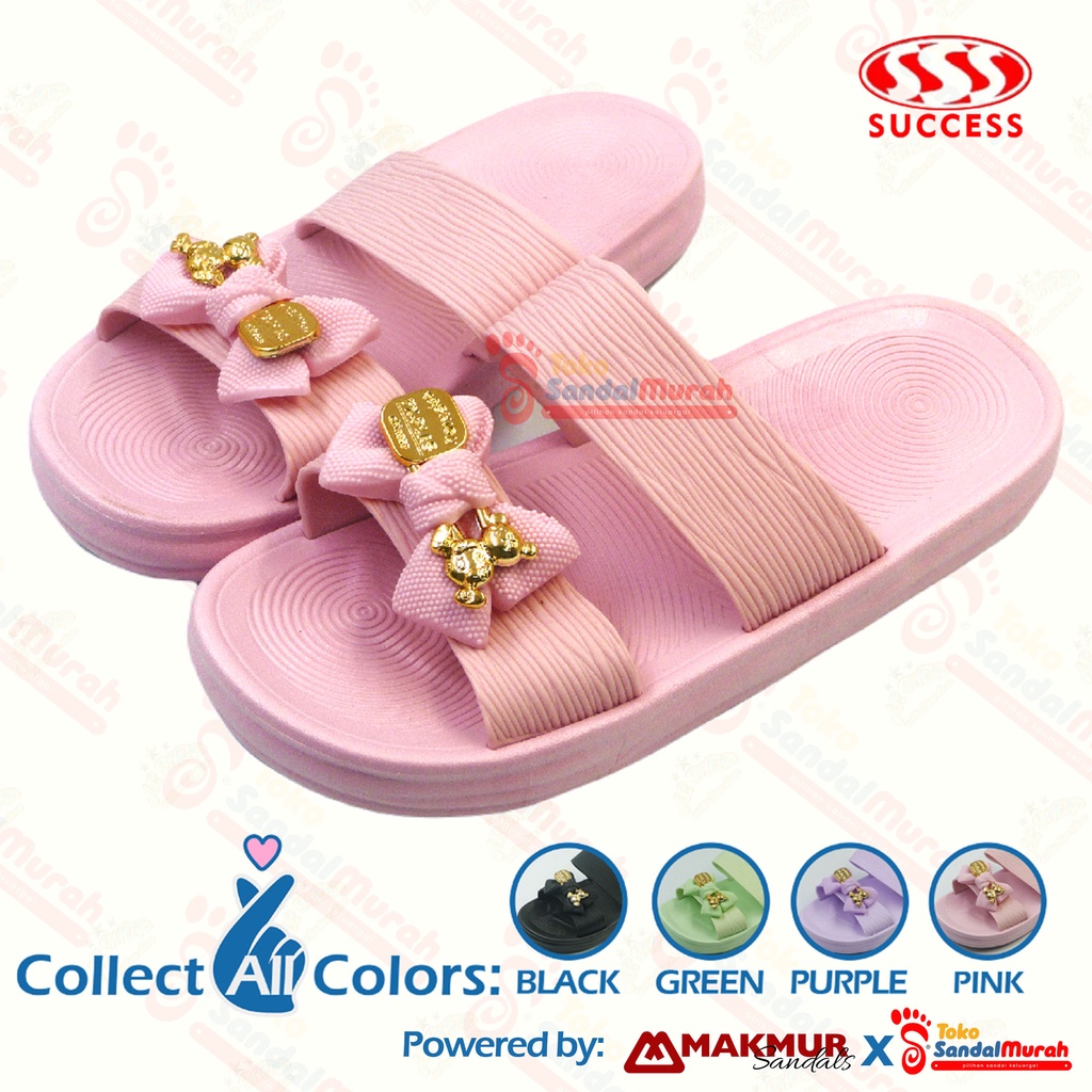 Toko Sendal Murah - Sandal Wanita Ban 2 Uk 36 - 40 / Sandal Karet Hiasan Pita / Sandal Slop Wanita Santai / Sandal Flat Tanpa Hak [ Toko Sendal Murah SS 2302-1]