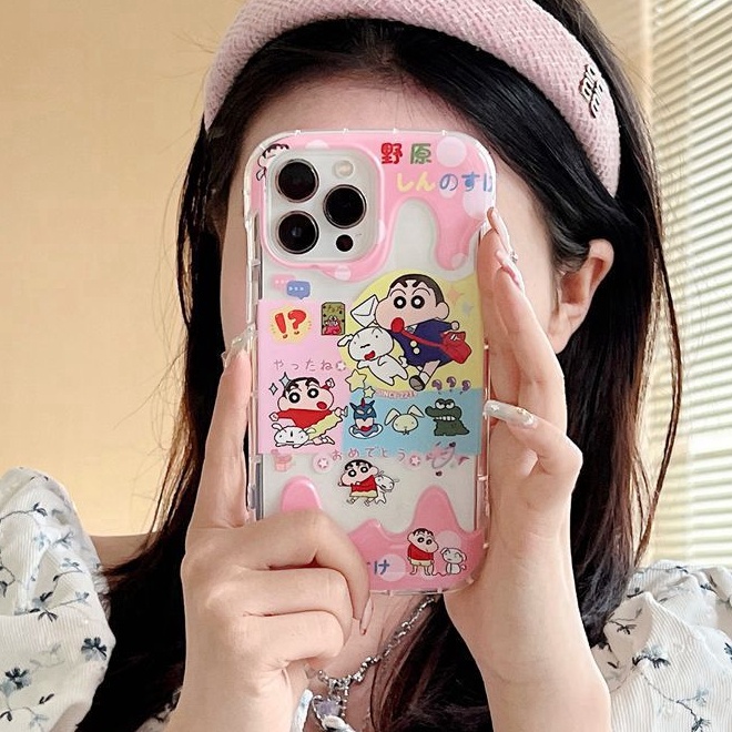 All New Cute Ice Cream Clear Soft Bumper Case for Apple iPhone XR XS Max 11 12 13 14 Pro Max 14 Plus Girl Woman's Fashion Pretty Phone Case Crayon Shin-chan