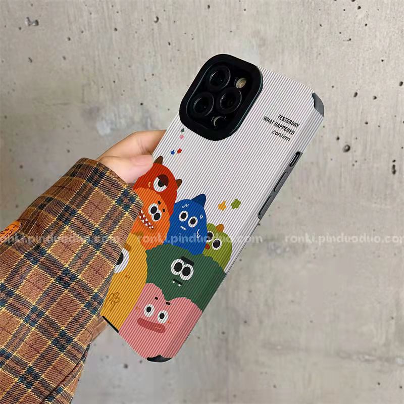 【Lamb Skin】SoftCase for IPhone 6S 7 Plus 8 Plus X XS XR XS Max 11 13 12 14 PRO Max 14 Plus 12 13 MINI Phone Case White Cartoon Monster Cute Casing hp iphone 14 pro max