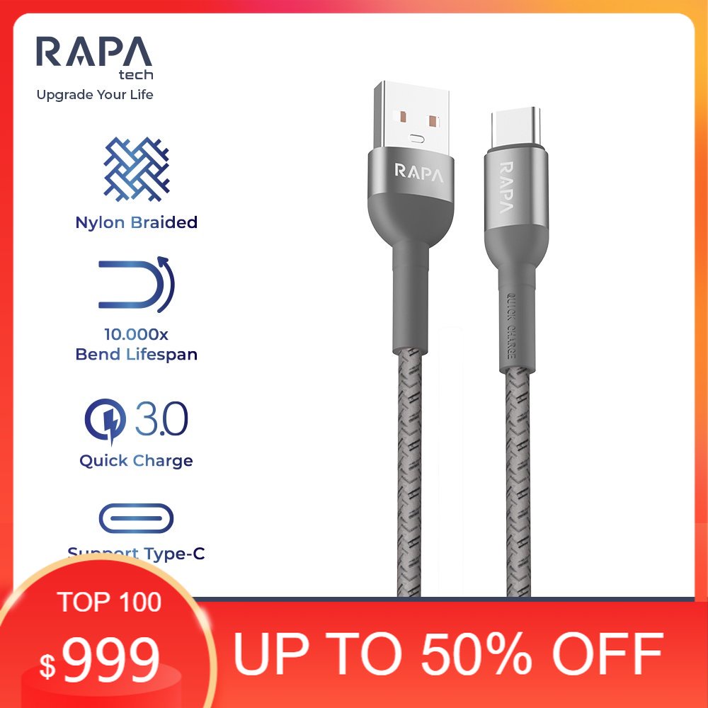 RAPAtech ORIGINAL KABEL DATA TYPE C FAST CHARGING 3A 100cm CABLE MULTI POWER LINE l DC1011 original bergaransi