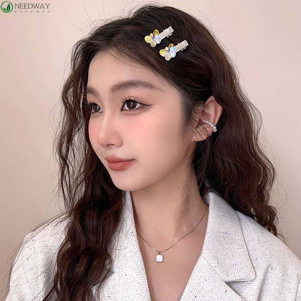 Needway Bintang Jepit Rambut Lucu Manis Baru Hiasan Kepala Jantung Rambut Sisi Klip Kupu-Kupu Putri Rambut Klip Anak Jepit Zirkon Korea Duckbill Clip