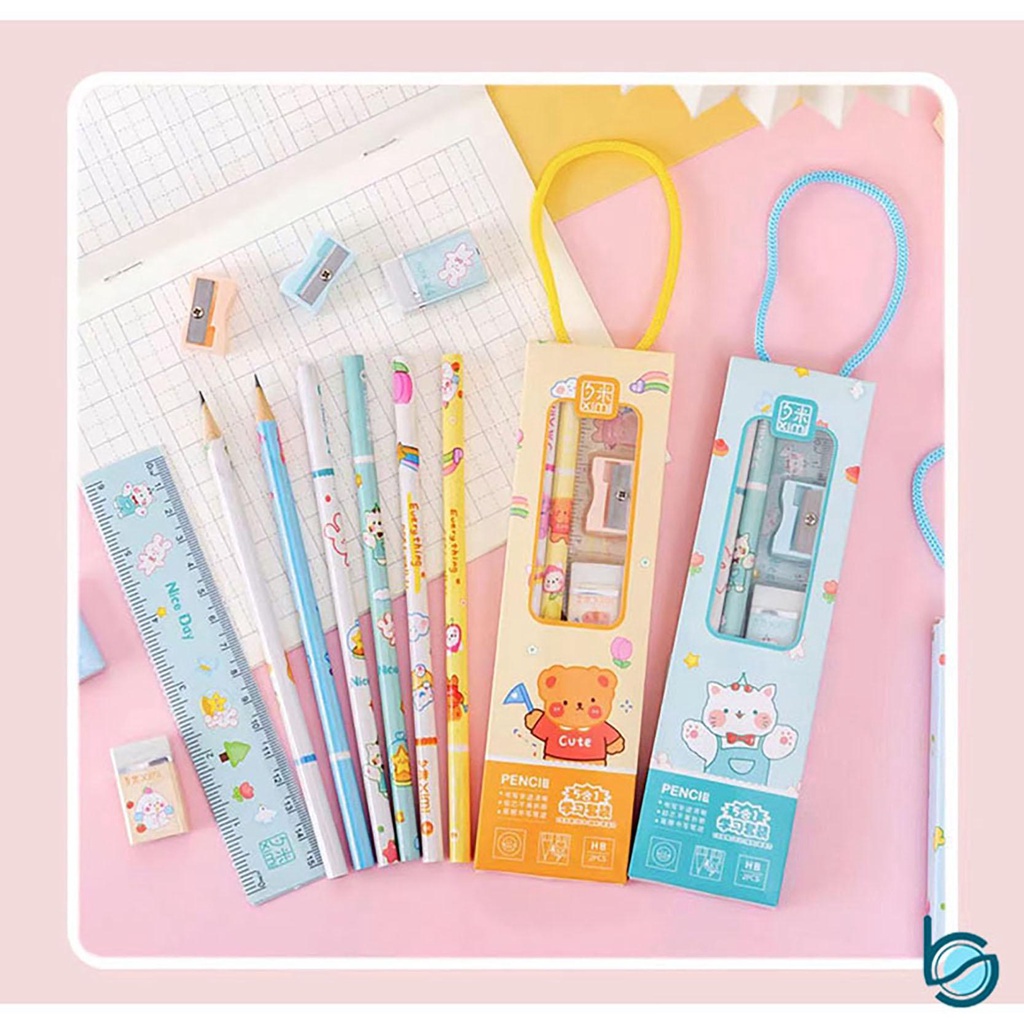 

5 in 1 Study Set Student Gift Portable Stationery Set Gift Box - Best Stationary