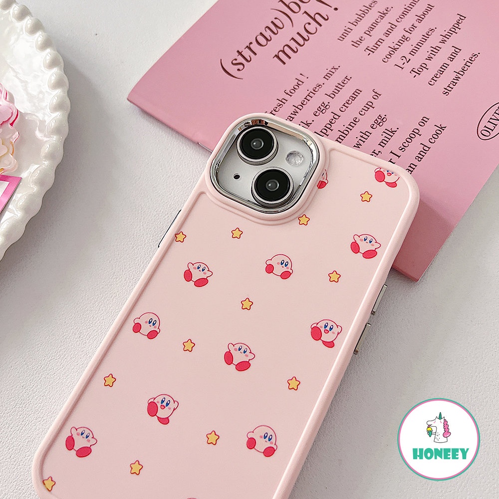 IPHONE Casing Belakang Ponsel Kirby Fashion Kartun Untuk Iphone14 13 11 12 Pro Max 11 promax Xr Xs 7 8Plus Pink Full Layar Bintang Anti-Shock Phone Cover