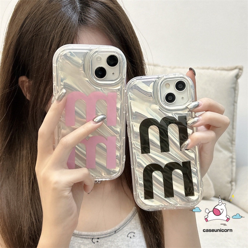 IPHONE Case Senyum Lucu Kreatif Kompatibel Untuk Iphone13 11 14 12 Pro MAX 7Plus XR X7 6 8 6S Plus XS MAX SE 2020kartu Warna Dazzle Mewah Huruf Sederhana 3D Stereo Kerut Soft Case