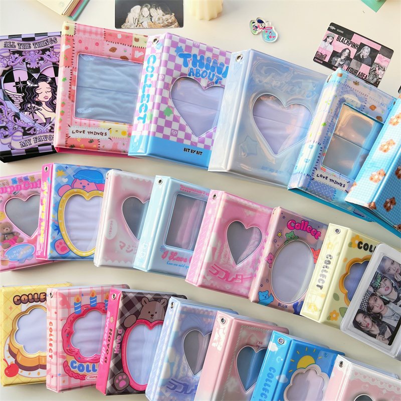 40 /80 Kantong Ins 3inch Album Foto Lovely Heart Cover Card Holder Untuk idol Photocard Ablum Lomo Cards Collect Book