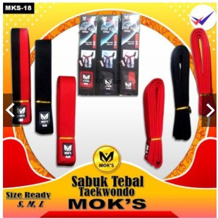 (ZYD) Sabuk Taekwondo MOK's Hitam Merah