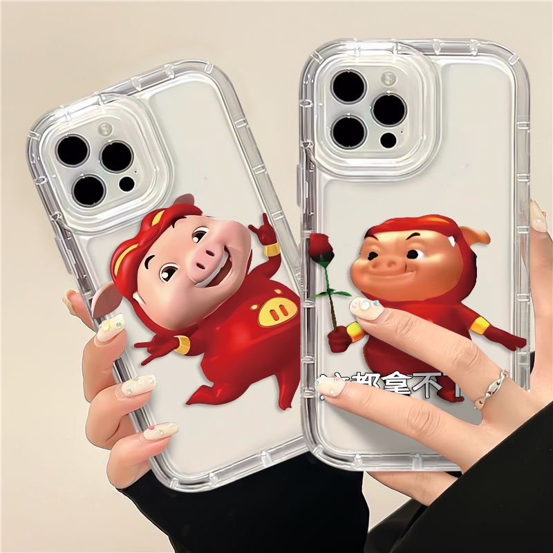 IPHONE Happy Couple Pigs Case Kompatibel Untuk Iphone14 13 11 12 Pro XS Max X Xr7 +8 Plus Casing Ponsel Silikon Lembut TPU Shockproof Cover