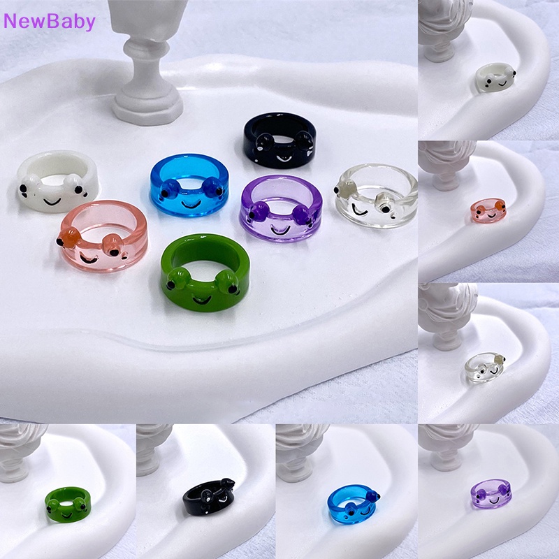 Newbaby Cute Smile Frog Rings Untuk Wanita Gadis Lucu Kartun Hewan Cincin Perhiasan Aesthetic Greative Friendship Ring Pesta Travel Hadiah ID