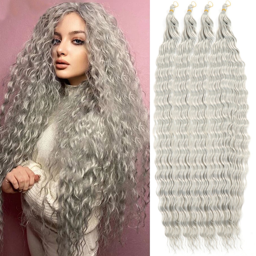 Wig Rambut Keriting Gradasi Warna-Warni 30inch Hip Hop Ekstensi Rambut Kepang Kotor Untuk Wanita