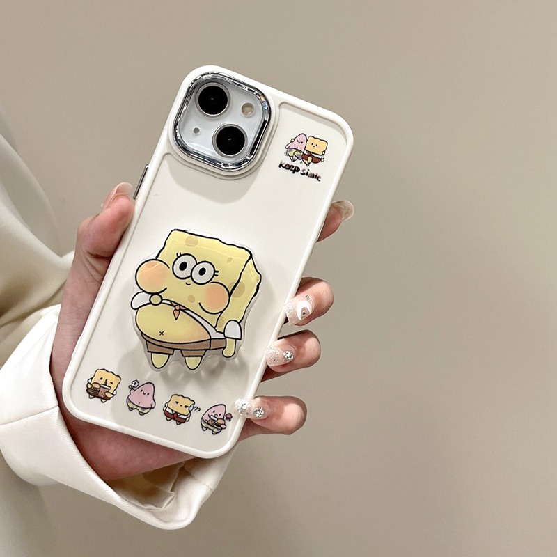 All New Metal Camera Skin Silicone Soft Case IPhone 11 12 13 14 Pro Max Women's Fashion Gift Cute Cartoon Phone Case Funny SpongeBob