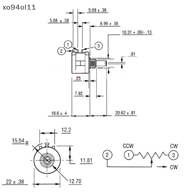 Xo 3590s-2-101 1K 2K 5K 10k 20K 50K 100K 100R 200R 500R Potensiometer Multi Putar Tahan OL