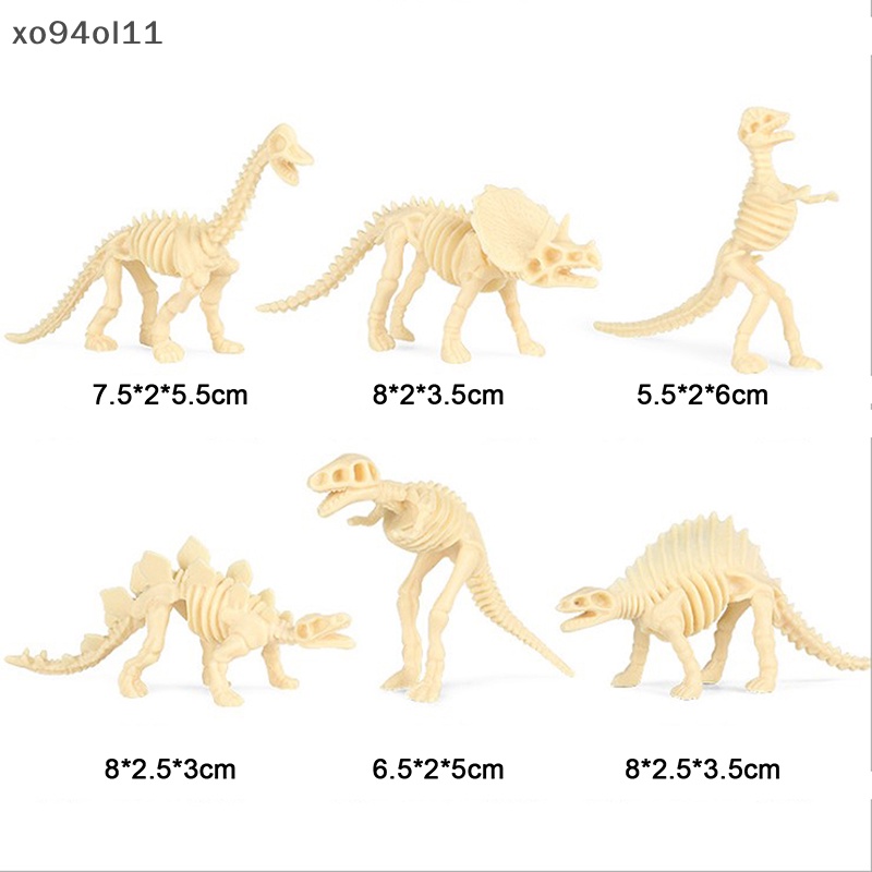 Xo 12pcs Mainan Dinosaurus Model Simulasi Kerangka Fosil Set Mini Action Figure OL