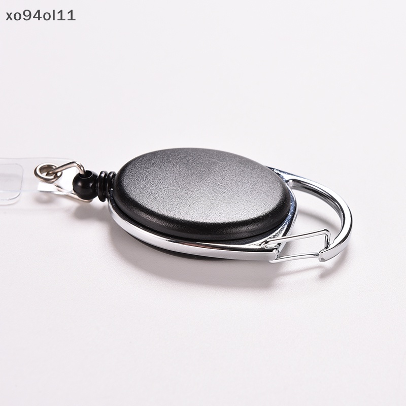 Xo Ditarik Recoil ID Badge Lanyard Name Tag Kunci Card Holder Belt Klip Hitam OL