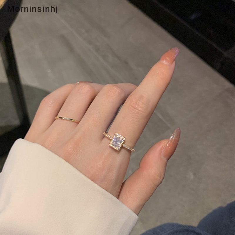 Mornin Klasik Berlian Imitasi Pernikahan Pertunangan Cincin Untuk Wanita Persegi Beruntung Cincin Kepribadian Alloy Rings Charm Jewelry id