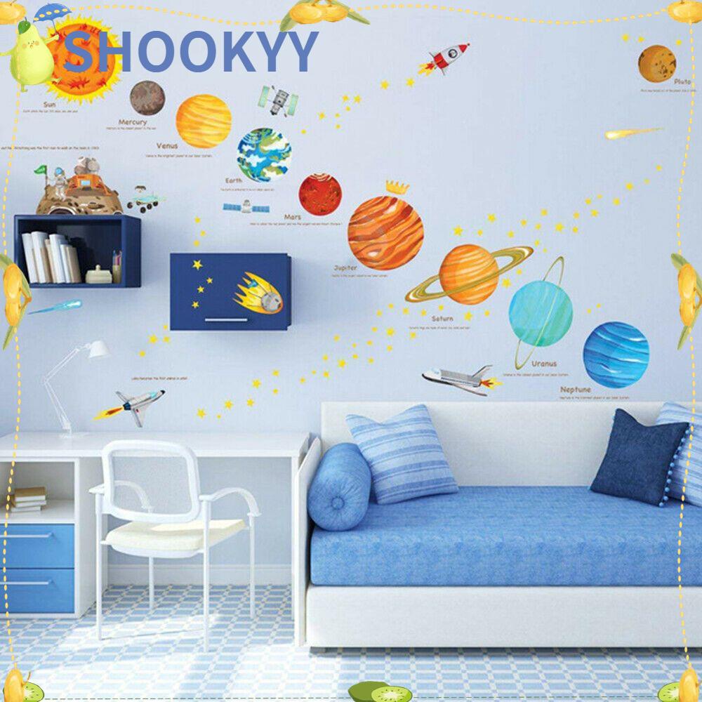 Chookyy Stiker Dinding Kartun Tata Surya Roket Dekorasi Kamar