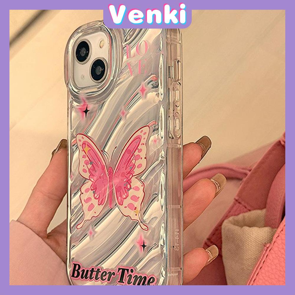 Venki - Untuk Iphone11 iPhone Case Laser Reflektif Bening Casing Ponsel TPU Lembut Shockproof Airbag Phone Case Romantic Butterfly Kompatibel Dengan Iphone14 13 Pro Max 12 Pro Max XR XS