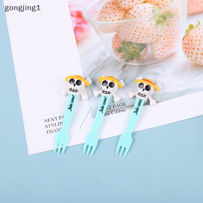 Ggg 3Pcs Garpu Buah Tengkorak Mini Kartun Anak Snack Kue Dessert Makanan Fruit Pick ID