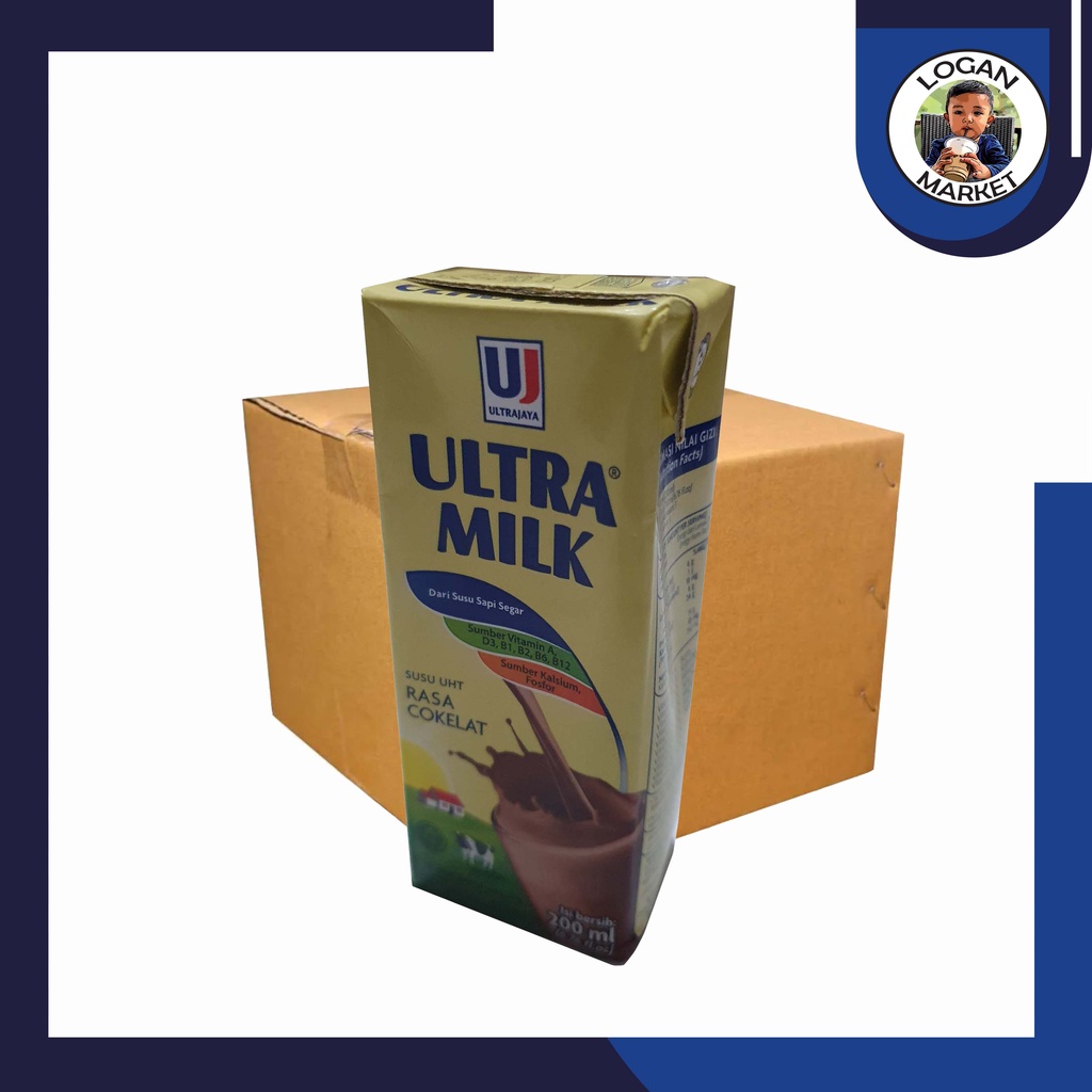 Dus Karton Susu Ultra Milk Coklat Cokelat 200 ml 200ml Isi 24