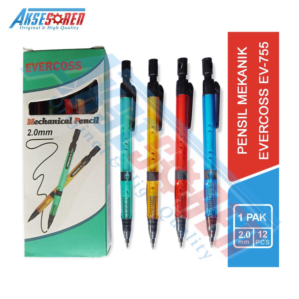 

Aksesoren Pensil Mekanik Evercoss [EV-752/1 Pack/12 pcs] / Mechanical Pencil Gambar Menulis [2.0mm] / Alat Tulis Sekolah Pinsil Isi ulang 1 Pak