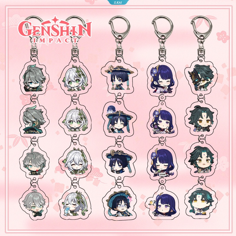 Genshin Impact Mona Aether Yae Miko Keqing Hu Tao Yun Jin Kamisato Ayaka Gantungan Kunci Ransel Charm Siswa Q Versi4 String Bag Charm [ZK]