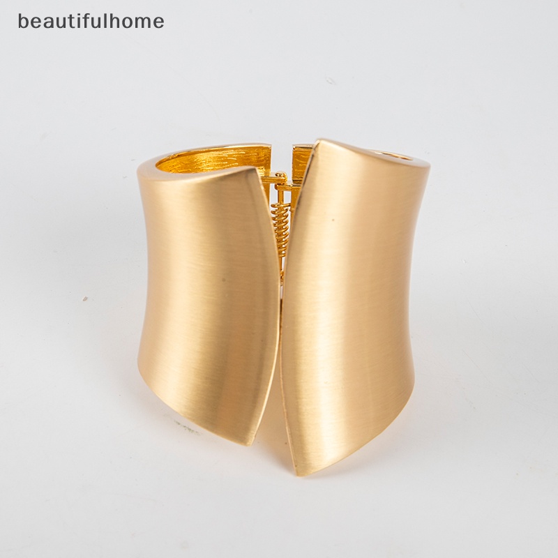 {beautifulhome} Gelang Bangles Asimetris Lebar Untuk Wanita Statement Alloy Bangle Jewelry.