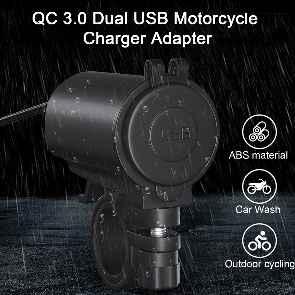 [SM]1 Set Charger Motor Tahan Air Pengisian Cepat Yang Dipasang Di Kendaraan Power Supply QC 3.0 Dual USB Adaptor Charger Motor Aksesoris Moto