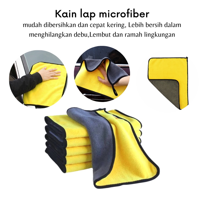 GOS A102 - KAIN LAP KUNING 2 SISI MICROFIBER / KAIN LAP MOBIL MOTOR SERBAGUNA 2 SISI