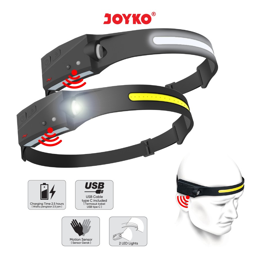 RECHARGEABLE LED HEADLAMP - JOYKO HDL 250 SENTER KEPALA LED ISI UALANG HDL250