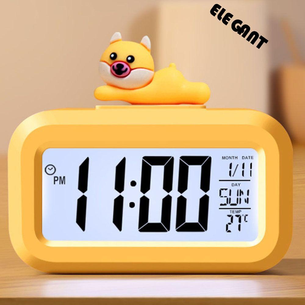 [Elegan] Jam Weker Desktop Backlight LED Pengaturan Waktu Kalender Stopwatch Timer Hitung Mundur Tanggal