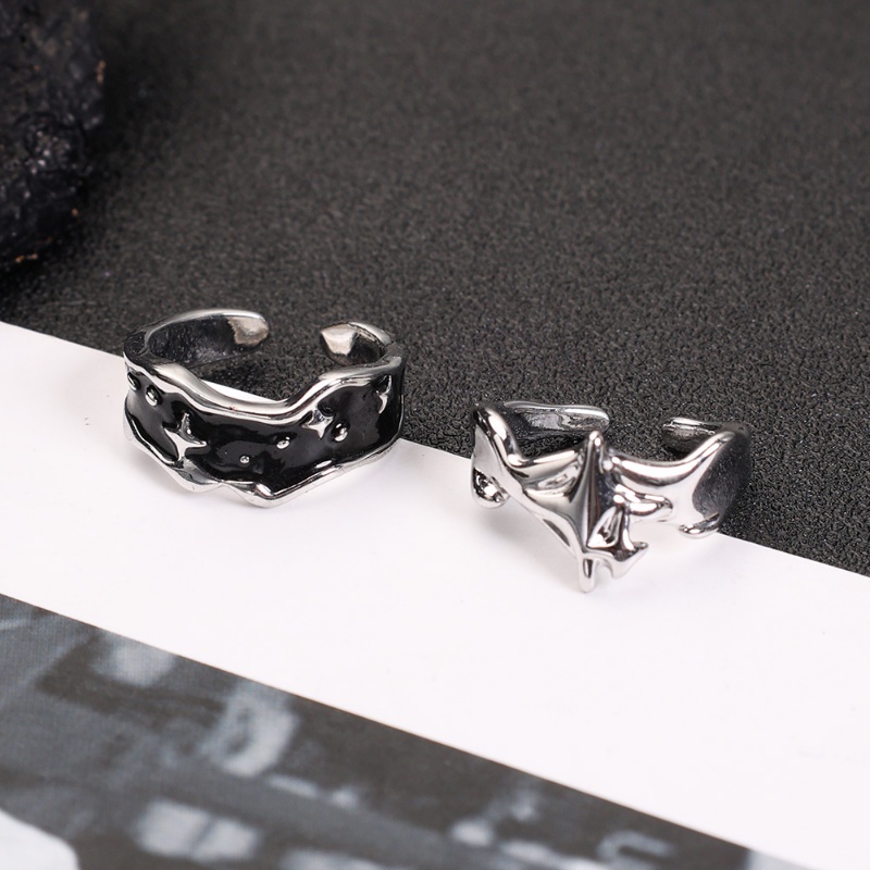 Trendy Punk Tidak Teratur Geometris Bintang Cincin Gothic Gelap Gaya Wanita Gadis Logam Starburst Pembukaan Yang Dapat Disesuaikan Jari Cincin Perhiasan