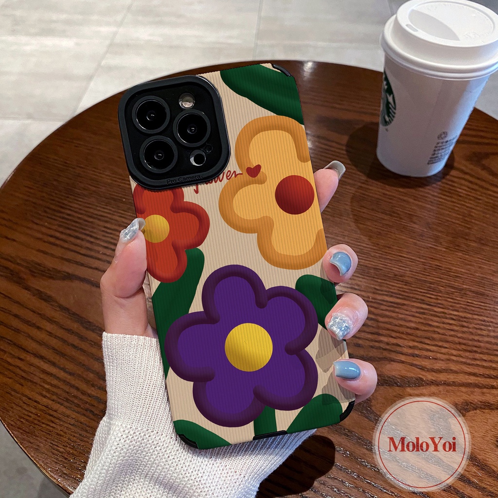 Musim Panas Segar Floral Mewah Tekstur Kulit Case Kompatibel Untuk IPhone XR 7Plus 11 13 12 14 Pro MAX 7 8 Plus X XS MAX Lukisan Minyak Flowers Telepon Shockproof Soft Cover