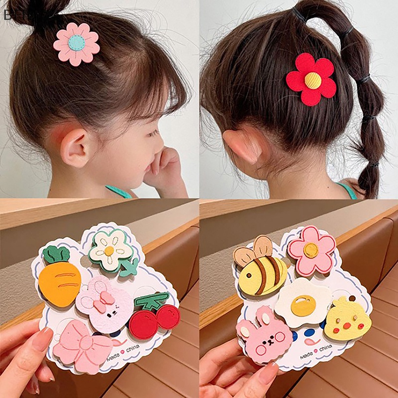 [BFID] 5pcs/set Jepit Rambut Velcro Kartun Lucu Anak Perempuan Aksesoris Rambut Set Gaya Korea Anak Perempuan Hiasan Kepala [ID]