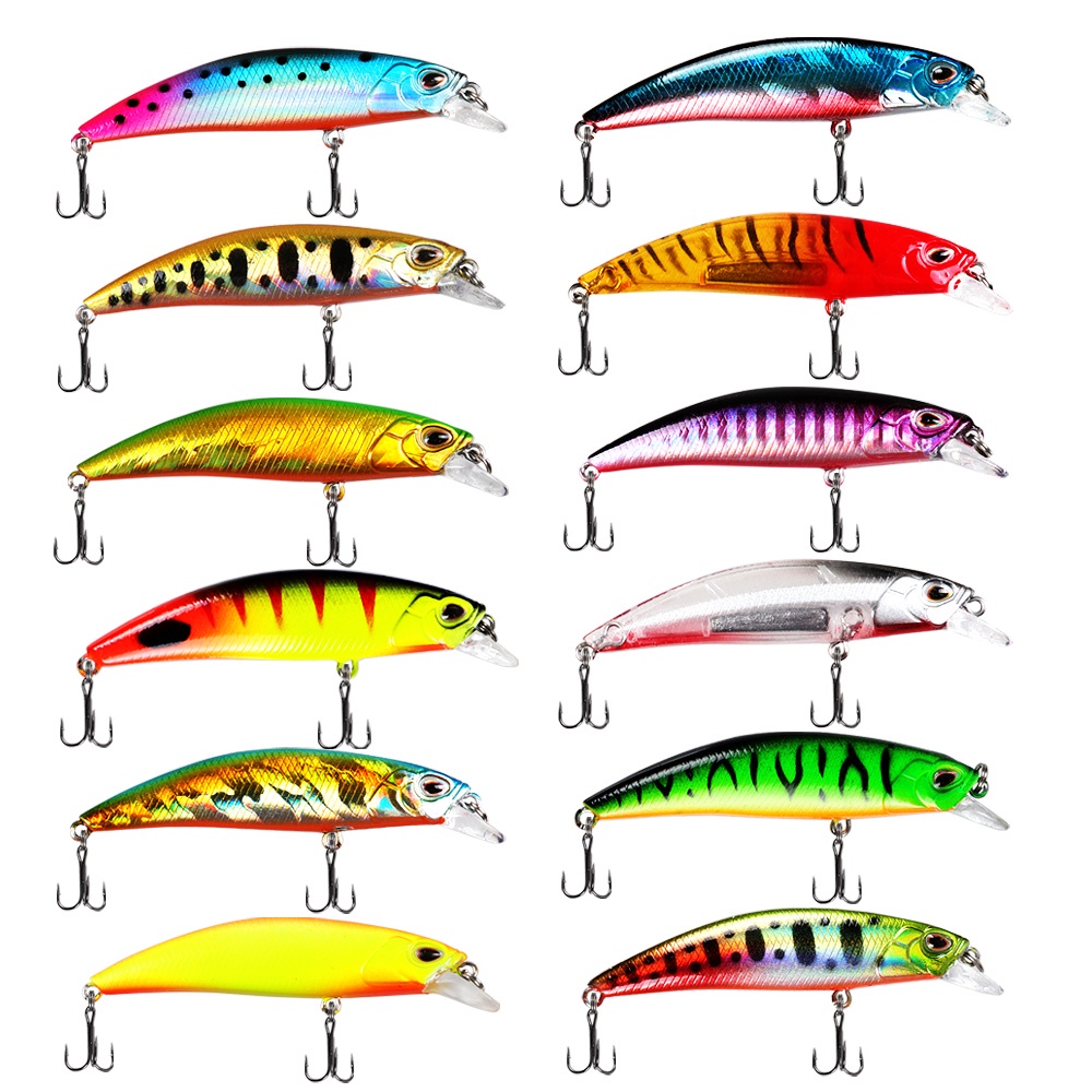 Umpan Pancing 6.5cm 5g/7g Sinking Minnow Air Ikan Kecil Tenggelam Long Throw Lure Umpan Keras Ikan Kecil 3D Mata Laser Troli Plastik Buzz Umpan Umpan Dengan 2trible Hook