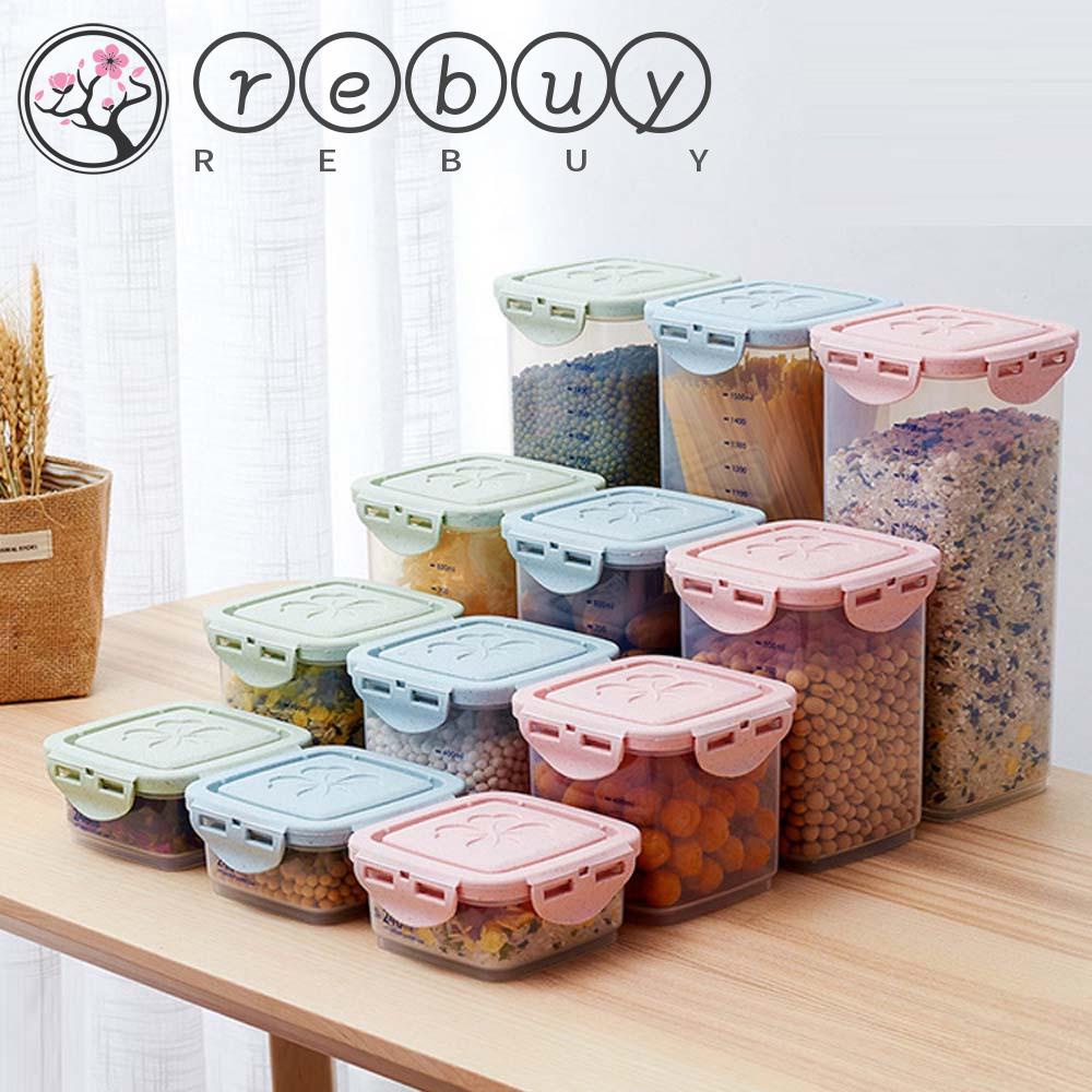 Rebuy Wadah Penyimpanan Makanan Biji-Bijian Multigrain Transparan Organizer Food Canister Perlengkapan Kue Penyimpanan Biji-Bijian Kaleng Tertutup