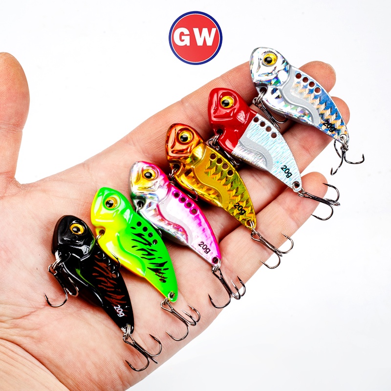 1pcs Colorful VIB Lure Metal Jig Umpan Tenggelam 7g /10g /12g /15g /20g Spinner Sendok Swimbait Air Asin Dengan Mata 3D Treble Hook