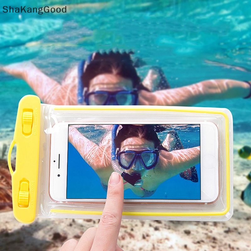 Skid Universal Ponsel Transparan Tahan Air Tas Tiga Lapis Disegel Drifg Pantai Memancing Bawah Air 30 M Renang Dry Bag SKK