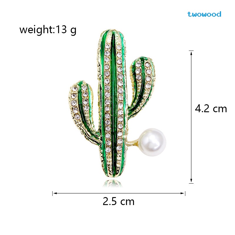 Twowood Kaktus Bros Suasana Busana Kreatif Bertabur Berlian Mutiara Temperamen pin Pakaian Korsase