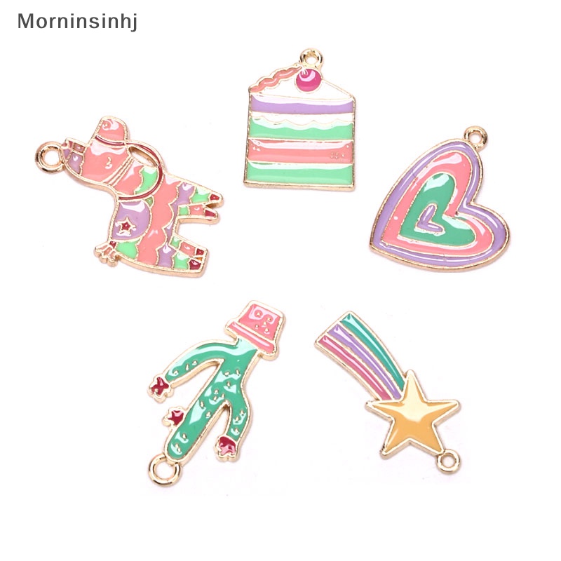 Mornin 10Pcs/Lot Enamel Alloy Mix Style Ch Liontin Logam Temuan Perhiasan DIY Hadiah id