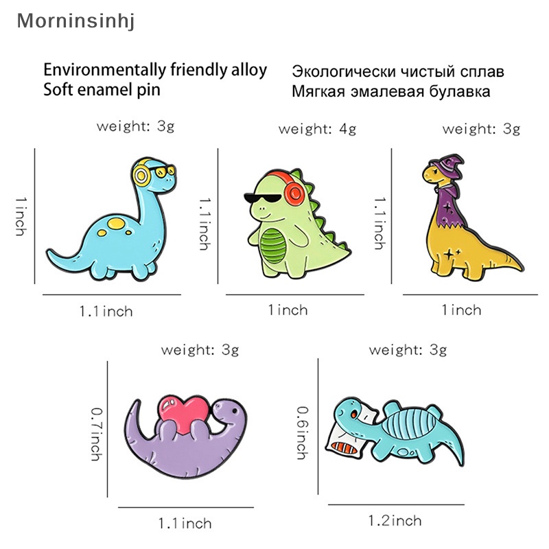 Mornin Kartun Dinosaurus Hewan Tetesan Minyak Lapel Bros Lencana Pin Pria Wanita Perhiasan Hadiah id